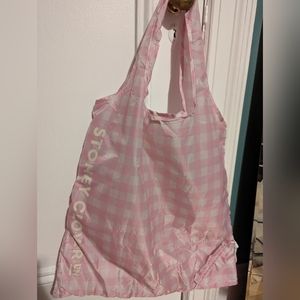 NWT Stoney Clover Lane Large Pink Gingham Reusable Shopping Tote Bag Pouch